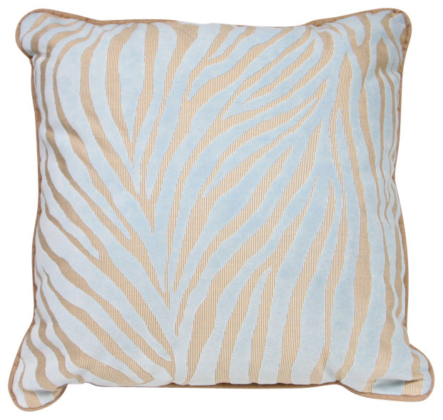 Mozambique Accent Pillow, Blue and Tan - Traditional - Decorative Pillows - by The Well Dressed Bed